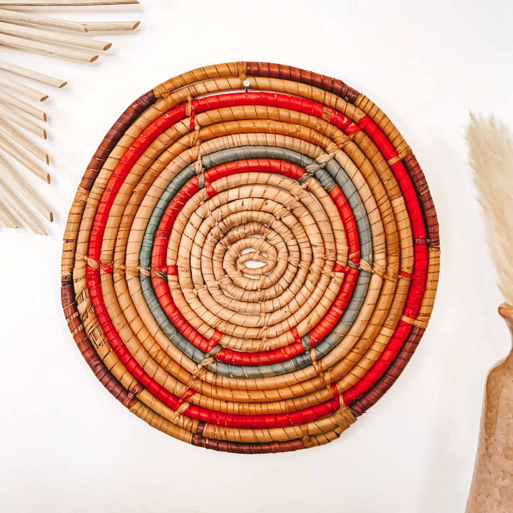 Woven Seagrass Coiled Wall Trivet Basket Boho - Picture 1 of 8